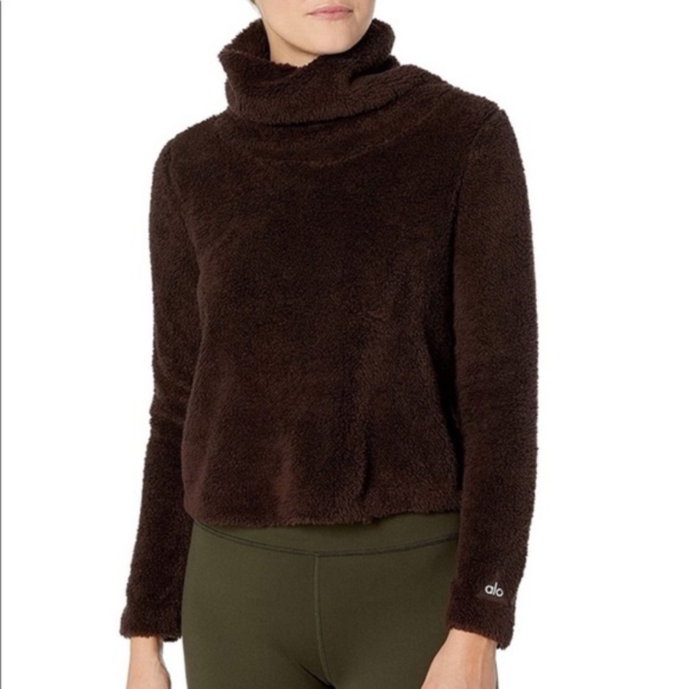 ALO Yoga Women's Sherpa Brown Turtleneck Sweater